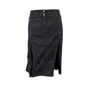 Y2K 2000s Black Denim Ruffle Maxi Skirt Plus Size 16 Whimsygoth Fairy Grunge Emo